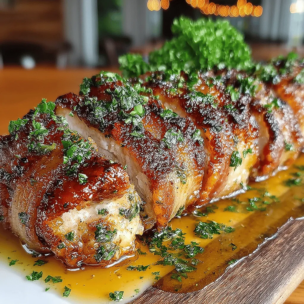Imagine sinking your teeth into a succulent piece of chicken, perfectly wrapped in crispy bacon, and drizzled with a sweet and tangy honey glaze. This is the essence of bacon-wrapped chicken, a dish that tantalizes the taste buds while offering a delightful blend of flavors and textures. The combination of savory chicken and smoky bacon, paired with a luscious glaze, makes this recipe a standout choice for both casual family dinners and festive occasions. Moreover, the simplicity of the preparation and the quick cooking time ensure that even novice cooks can impress their guests with this indulgent meal.