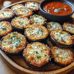 Crispy Eggplant Marinara Bites are a delightful fusion of textures and flavors that is sure to please both eggplant enthusiasts and newcomers alike. This dish showcases the versatility of eggplant, transforming it from a humble vegetable into a crunchy, appetizing appetizer or snack. The crispy exterior, achieved through a careful breading process, contrasts beautifully with the rich and tangy marinara sauce that accompanies it. This recipe not only highlights the vibrant flavors of the Mediterranean but also serves as a testament to the art of frying and saucing, making it a perfect addition to any gathering or meal.