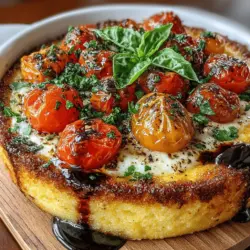 In the realm of comfort food, polenta often shines as a versatile and hearty option that can suit a variety of palates. Originating from Italy, polenta is a dish made from ground cornmeal that has captured the hearts (and stomachs) of food enthusiasts around the world. This Savory Herbed Polenta & Roasted Tomato Bake is not only a delightful blend of flavors but also a nourishing dish that can be easily customized according to seasonal ingredients or personal preferences. With its creamy texture paired harmoniously with the sweet, roasted cherry tomatoes, this recipe offers a perfect balance of taste and nutrition. Whether you’re looking for a satisfying main course or a hearty side, this dish is sure to impress, making it an ideal choice for family gatherings, potlucks, or a cozy dinner at home.