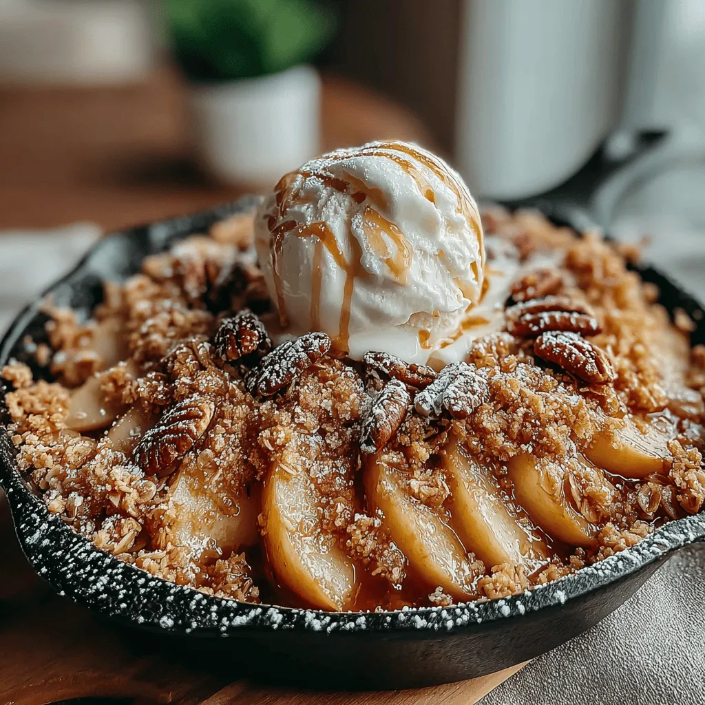 The Warm Cinnamon Apple Crumble Skillet is a delightful dessert that embraces the essence of comfort food. With its perfect harmony of tart Granny Smith apples and a sweet, crunchy topping, this dish appeals to the senses and evokes feelings of warmth and nostalgia. Ideal for any occasion, from a cozy family dinner to a festive gathering, this recipe is as versatile as it is delicious, allowing for personal touches such as the addition of nuts or a generous scoop of vanilla ice cream on top.