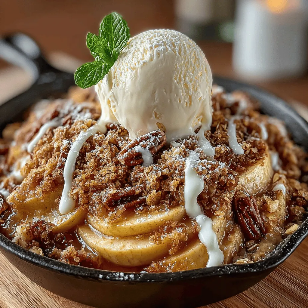 The Warm Cinnamon Apple Crumble Skillet is a delightful dessert that embraces the essence of comfort food. With its perfect harmony of tart Granny Smith apples and a sweet, crunchy topping, this dish appeals to the senses and evokes feelings of warmth and nostalgia. Ideal for any occasion, from a cozy family dinner to a festive gathering, this recipe is as versatile as it is delicious, allowing for personal touches such as the addition of nuts or a generous scoop of vanilla ice cream on top.
