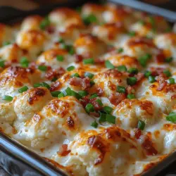 Cheesy Loaded Cauliflower Casserole is a delightful dish that elevates the concept of comfort food to an entirely new level. This recipe takes the unassuming cauliflower, a vegetable often overshadowed by more popular options, and transforms it into a rich and indulgent casserole that is equally satisfying and nutritious. Whether you are preparing for a family gathering, a potluck, or simply looking for a hearty meal to enjoy on a weeknight, this casserole is an excellent choice.