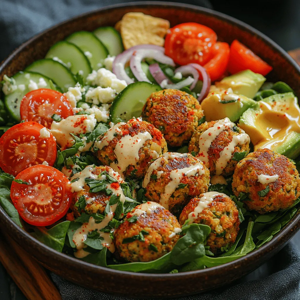 The Crispy Falafel Salad Bowl is a delightful and nutritious meal option that has gained immense popularity among health-conscious individuals and food enthusiasts alike. This vibrant dish brings together the rich flavors of homemade falafel, which boasts a perfectly crispy exterior and a flavorful, herbaceous interior, complemented by a fresh and colorful salad. Topped off with a creamy tahini dressing, this salad bowl not only satisfies the palate but also nourishes the body, making it an ideal choice for anyone looking to indulge in a delicious yet healthy meal.