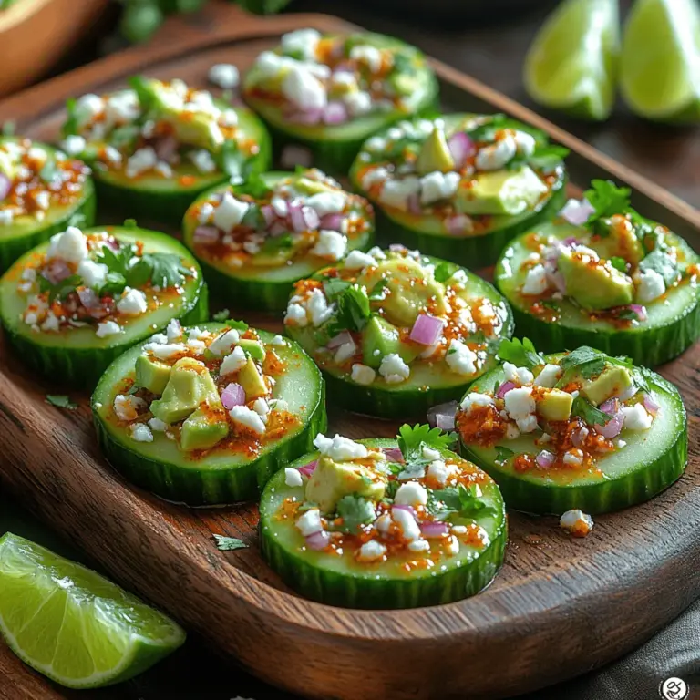 Crunchy Chili-Lime Cucumber Bites are not just an appetizer; they are a vibrant celebration of fresh ingredients and bold flavors that can elevate any gathering. Whether you're hosting a summer barbecue, enjoying a picnic in the park, or simply looking for a healthy snack to satisfy your cravings, these cucumber bites offer a perfect blend of taste and texture. The crispness of cucumbers combined with zesty lime and a hint of spice makes this dish a delightful addition to your culinary repertoire.