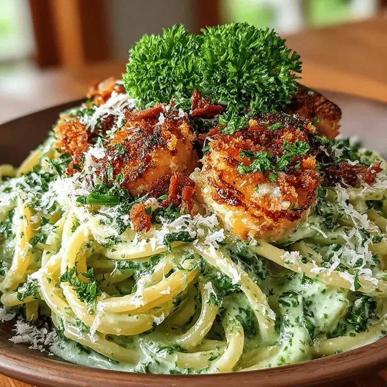 To elevate the Zesty Green Delight Pasta, the crispy panko topping plays a crucial role in adding texture and flavor. This topping contrasts beautifully with the creamy lemon sauce and tender pasta, creating a delightful eating experience.