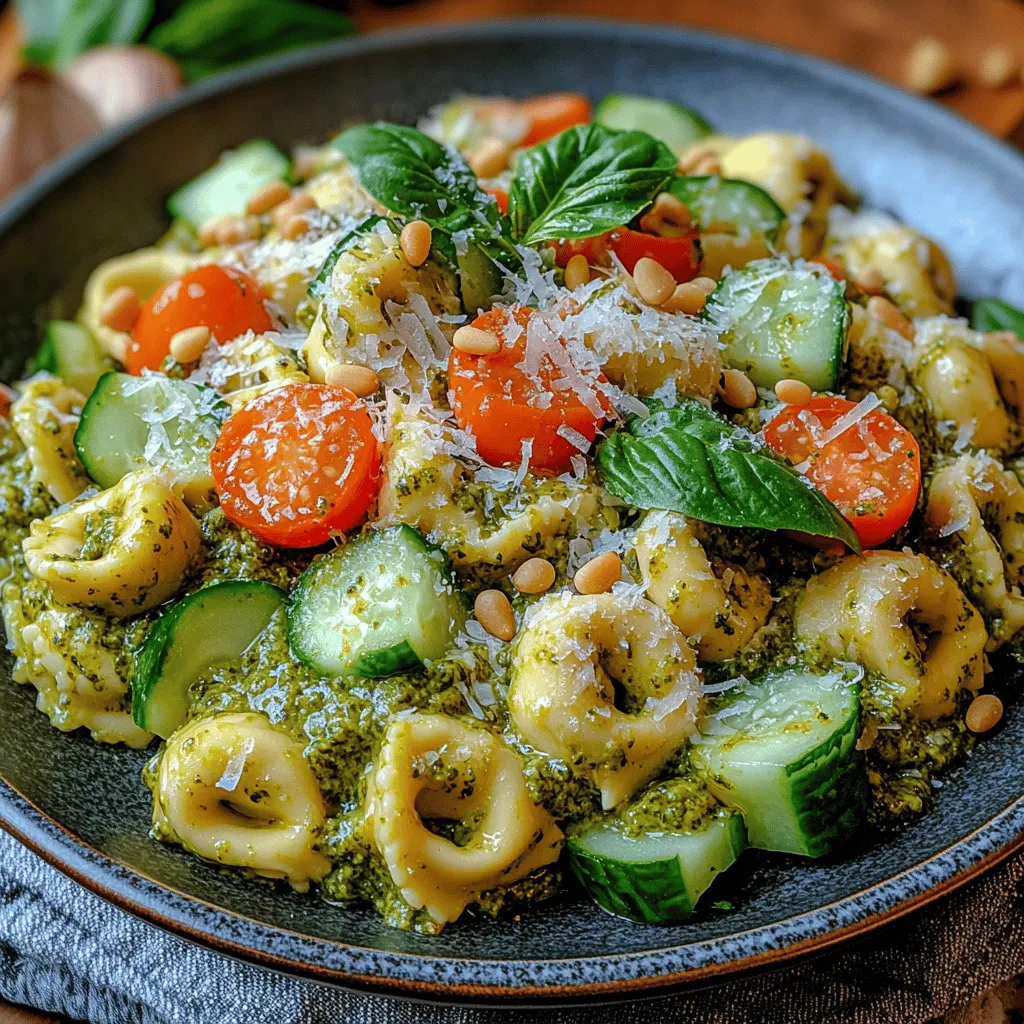 Creamy Pesto Tortellini Salad is a vibrant dish that perfectly balances flavors and textures, making it an ideal choice for gatherings or as a wholesome meal for any day of the week. This delightful salad features tender cheese tortellini coated in a rich, creamy pesto dressing, complemented by a medley of fresh vegetables. Its visual appeal, with a kaleidoscope of colors from cherry tomatoes, spinach, cucumbers, and bell peppers, makes it not only a feast for the palate but also for the eyes.