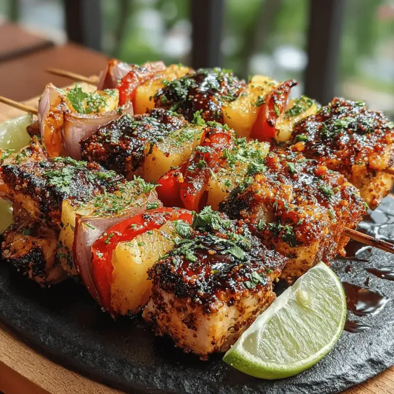 Kabobs have long been celebrated as a versatile culinary delight, perfect for both casual gatherings and more elaborate celebrations. These skewered treats allow for endless creativity, combining various meats, vegetables, and marinades that appeal to a wide range of taste preferences. Among the myriad of kabob recipes, the Tropical Bliss Sweet & Spicy Pineapple Chicken Kabobs stand out as a refreshing and exciting option, especially during the warmer months. The unique pairing of succulent chicken with the sweet and tangy notes of fresh pineapple creates a dish that is not only visually appealing but also packed with flavor.