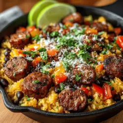 There’s something undeniably appealing about a one-pan meal that bursts with flavor and color, and the Fiery Fiesta Sausage, Bean & Rice Skillet delivers just that. This dish combines the hearty taste of spicy Italian sausage with the earthy richness of black beans and the comforting texture of fluffy rice. It’s a vibrant medley that not only satisfies the palate but also makes meal preparation a breeze. Whether you’re hosting a casual dinner party, looking for a quick weeknight dinner, or preparing for a festive gathering, this skillet recipe is versatile enough to fit any occasion.