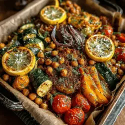 Zesty Roasted Lemon Dill Chickpeas & Veggies is a vibrant and nutritious dish that appeals to anyone looking to enhance their plant-based meal repertoire. This recipe stands out not only for its colorful presentation but also for its versatility; it can serve as a delightful side dish, a hearty salad topping, or even a wholesome snack. Whether you're hosting a gathering, preparing a family dinner, or simply exploring new culinary options, this dish is sure to impress with its refreshing flavors and satisfying textures.