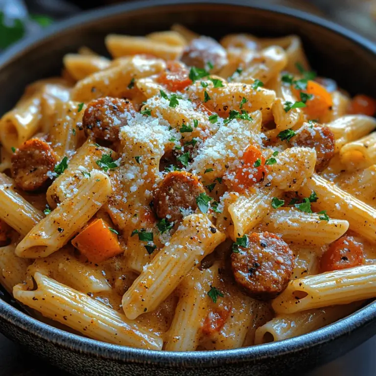 To create a dish as flavorful as Spicy Cajun Delight: Creamy Sausage Pasta, the foundation starts with the pasta. For this recipe, penne pasta is ideal due to its tubular shape, which holds onto the sauce beautifully. Here’s how to cook it to perfection: