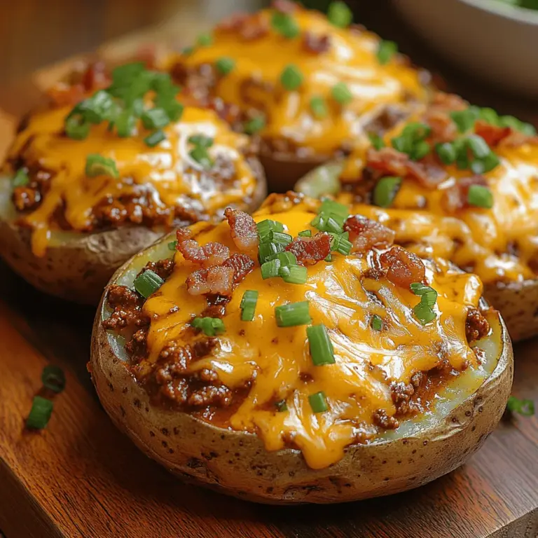 If you’re in search of a dish that brings together the comforting flavors of baked potatoes, rich cheese, and hearty chili, look no further than Cheesy Chili Baked Potato Bites. This delightful recipe is not just a simple snack; it’s a mouthwatering treat that can elevate any gathering—from cozy family dinners to lively game day celebrations. Imagine crispy potato skins filled with creamy cheese and savory chili, all topped off with a dollop of sour cream. It’s a dish that satisfies both the heart and the palate.