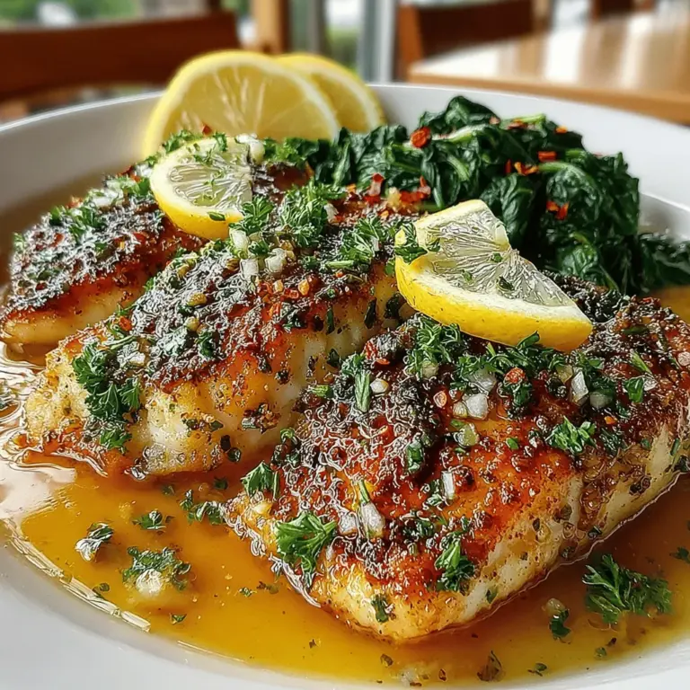Garlic Butter Tilapia with Spinach is a dish that beautifully marries simplicity and sophistication, making it an ideal choice for both weeknight dinners and special occasions. This recipe features tilapia, a mild-flavored fish that readily absorbs the rich and aromatic garlic butter sauce, complemented by the vibrant and nutrient-packed spinach. The result is a harmonious blend of flavors and textures that promises to delight your palate while also nourishing your body.