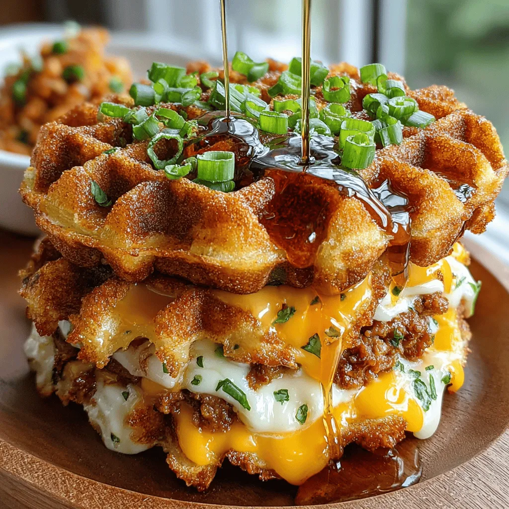To achieve the perfect waffle for your Mini Cheesy Turkey Waffle Melts, it’s crucial to master the waffle batter. Start by combining your dry ingredients—flour, baking powder, salt, and any preferred seasonings—in a large mixing bowl. In a separate bowl, whisk together the wet ingredients, which typically include eggs, milk, and melted butter.