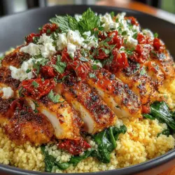 Discover the vibrant and delicious world of Mediterranean cuisine with this Sun-Dried Tomato Chicken Couscous recipe. This dish combines succulent chicken, hearty couscous, and a medley of fresh ingredients, making it not only a feast for the eyes but also a flavorful experience for your palate. Perfect for a weeknight dinner or a special gathering, this recipe is designed to be both easy to prepare and satisfying. With its bright flavors and colorful presentation, this dish is sure to impress your family and friends.