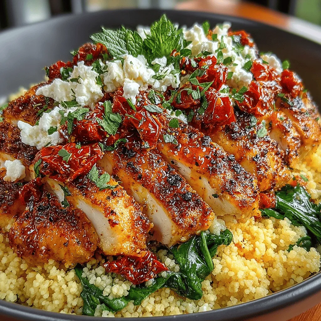 Discover the vibrant and delicious world of Mediterranean cuisine with this Sun-Dried Tomato Chicken Couscous recipe. This dish combines succulent chicken, hearty couscous, and a medley of fresh ingredients, making it not only a feast for the eyes but also a flavorful experience for your palate. Perfect for a weeknight dinner or a special gathering, this recipe is designed to be both easy to prepare and satisfying. With its bright flavors and colorful presentation, this dish is sure to impress your family and friends.