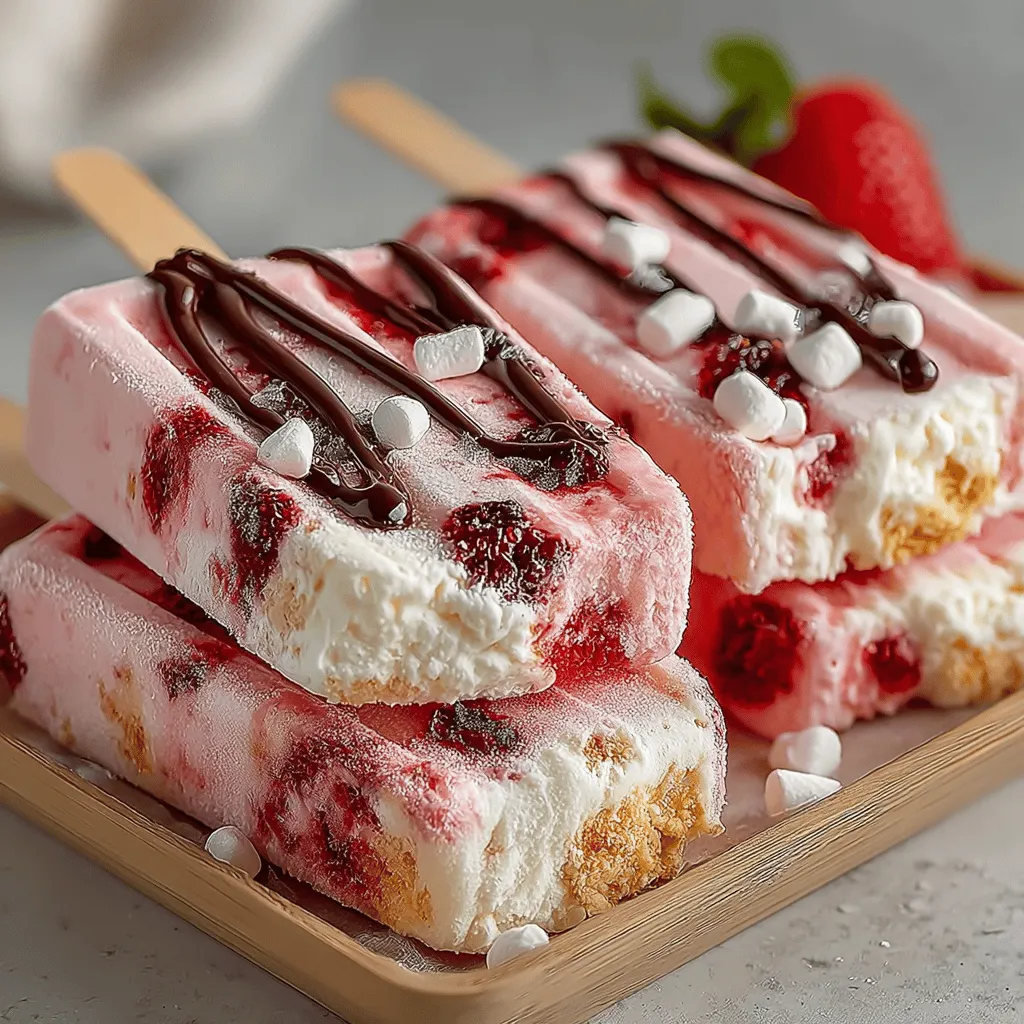Strawberry Marshmallow Frozen Yogurt Pops Recipe