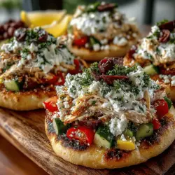 Mini Greek Chicken Salad Flatbreads are a delightful culinary creation that perfectly blends tender shredded chicken with vibrant vegetables and a creamy dressing, all nestled in warm, crispy flatbreads. This recipe stands out not only for its flavor but also for its versatility, making it an ideal choice for a quick lunch, a light dinner, or a flavorful appetizer that is sure to impress guests. Packed with Mediterranean flavors, these flatbreads are not just delicious; they are also nutritious, making them a perfect addition to any meal plan.