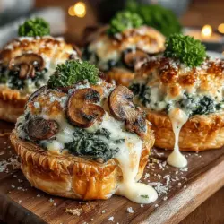 Mini Spinach & Mushroom Melt Cups are a delightful and savory treat that harmoniously blends earthy flavors with creamy textures, making them an ideal addition to any gathering or a special snack for yourself. These bite-sized delights feature a filling of sautéed spinach and mushrooms, enveloped in a rich mixture of cheeses, all nestled within crispy phyllo pastry cups. Their elegant presentation and irresistible taste are sure to impress your guests, whether served at a dinner party, a holiday celebration, or simply as an afternoon snack.