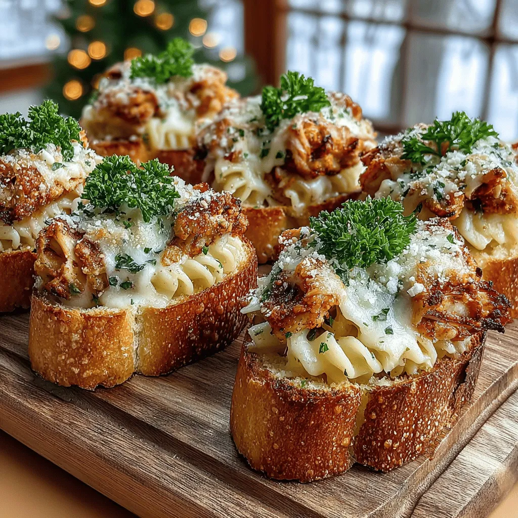 In the world of culinary creativity, mini toasts have emerged as a beloved option for appetizers or snacks, offering a versatile canvas for a variety of toppings. These bite-sized delights can be dressed up or down, making them suitable for any occasion—from casual family dinners to elegant gatherings. Among the many innovative variations, Mini Chicken Alfredo Pasta Toasts stand out as a unique and irresistible dish that combines the familiar comfort of pasta with the crunchy appeal of toasted bread.