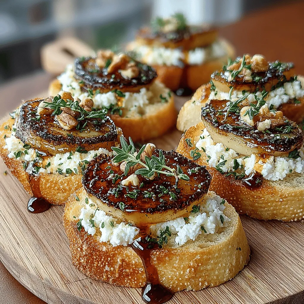 Crostini, a staple in Italian cuisine, embodies the essence of versatility when it comes to appetizers. These delightful little toasts can be topped with an endless array of ingredients, making them suitable for any occasion—be it a casual gathering, a festive party, or a sophisticated snack to enjoy with a glass of wine. One of the standout variations is the Roasted Pear Honey Crostini, which marries the sweetness of caramelized pears with the creamy tang of goat cheese, all drizzled with honey for an added touch of indulgence. This combination of flavors not only pleases the palate but also presents beautifully, making it a perfect choice for impressing guests.