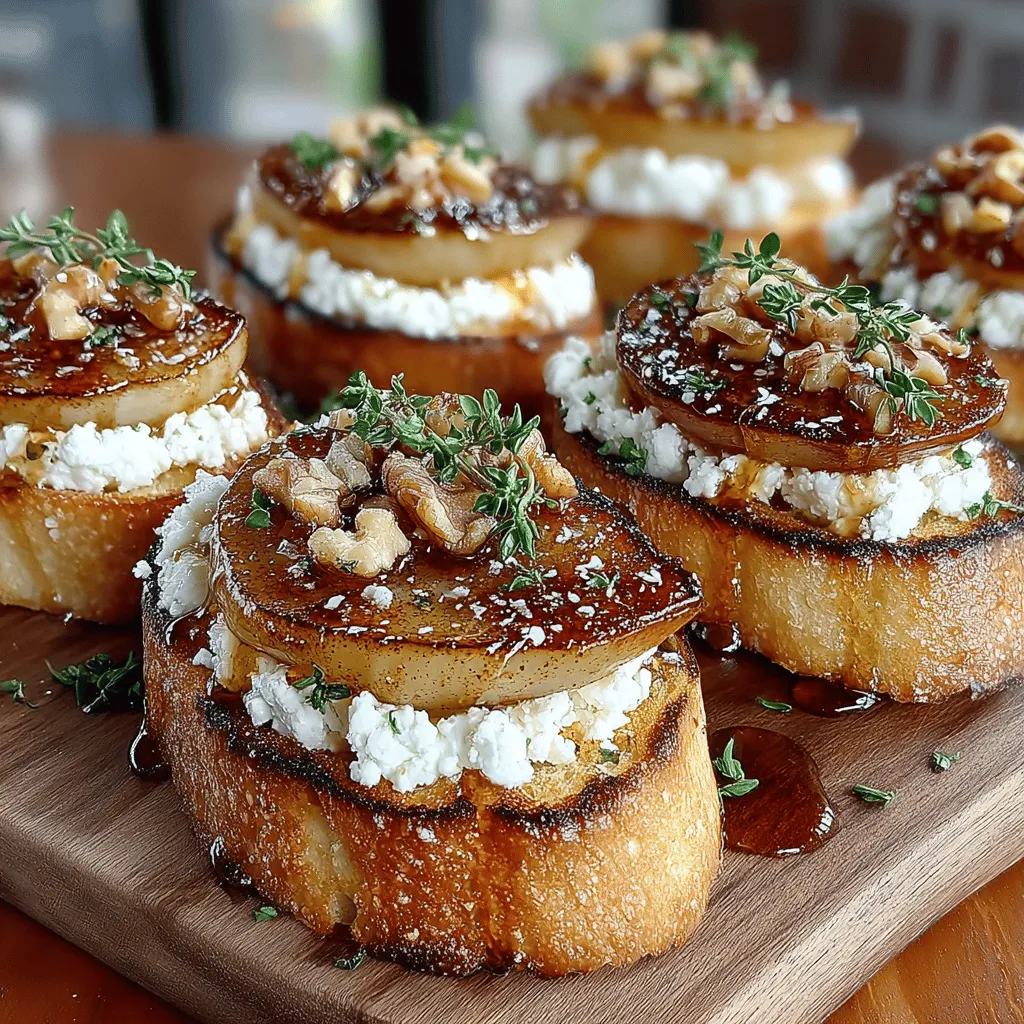 Crostini, a staple in Italian cuisine, embodies the essence of versatility when it comes to appetizers. These delightful little toasts can be topped with an endless array of ingredients, making them suitable for any occasion—be it a casual gathering, a festive party, or a sophisticated snack to enjoy with a glass of wine. One of the standout variations is the Roasted Pear Honey Crostini, which marries the sweetness of caramelized pears with the creamy tang of goat cheese, all drizzled with honey for an added touch of indulgence. This combination of flavors not only pleases the palate but also presents beautifully, making it a perfect choice for impressing guests.