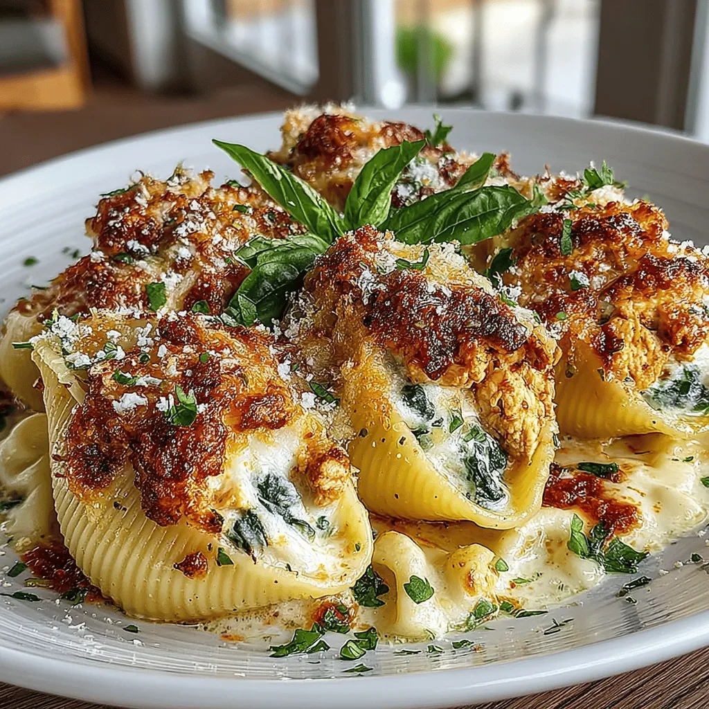 When it comes to hearty, comforting meals that bring the family together, Cheesy Chicken & Spinach Stuffed Shells stand out as a quintessential favorite. This dish is more than just a meal; it’s an experience that combines rich flavors and satisfying textures, creating a delightful harmony on your plate. The large pasta shells serve as a perfect vessel, cradling a creamy mixture of tender chicken, vibrant spinach, and an array of cheeses that melt beautifully together. Whether you are preparing a weeknight dinner or planning for a special occasion, this dish promises to be a crowd-pleaser that will leave everyone asking for seconds.