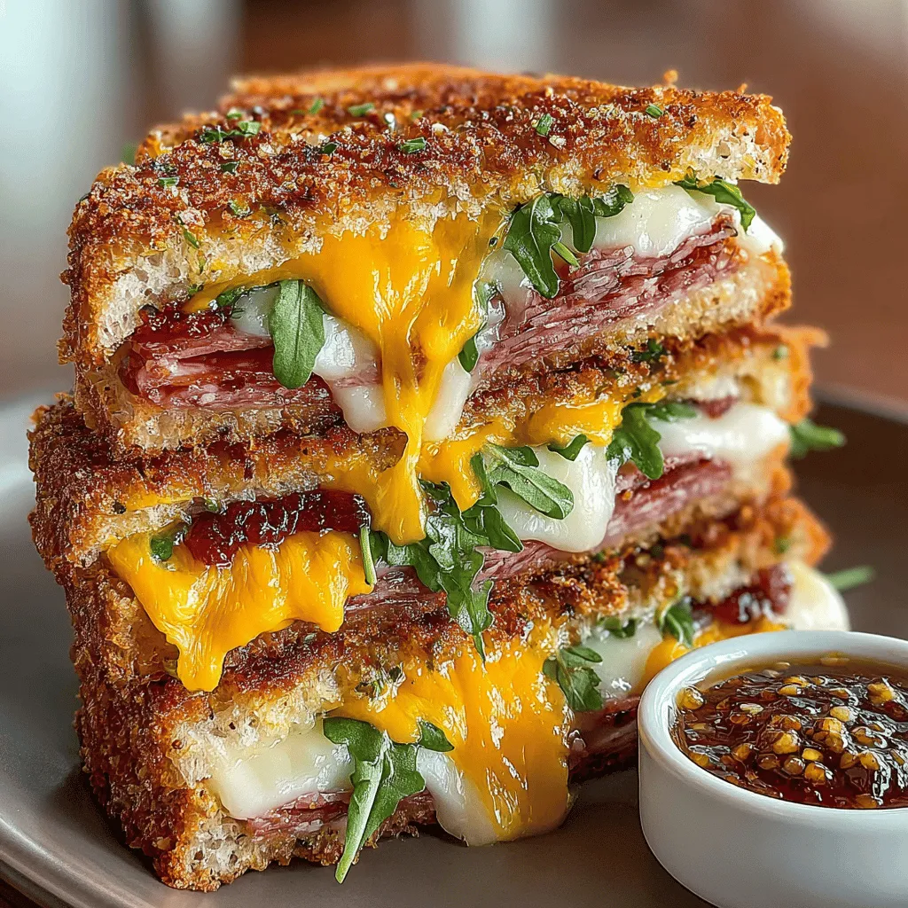 The foundation of any great sandwich is the bread, and for the Grilled Charcuterie Board Sandwich Melt, we want to ensure that it’s perfectly buttered for that crispy, golden finish. Start by selecting a good quality bread, such as sourdough or a hearty baguette. These options provide a robust structure that holds up well under the weight of the delicious fillings.
