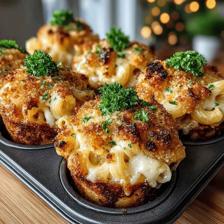 Mini Mac & Cheese Pleasures are the ultimate bite-sized treats for cheese aficionados and comfort food lovers alike. This delightful recipe takes the classic comfort of macaroni and cheese and transforms it into portable, crispy, and indulgent cups that are perfect for any occasion—whether it’s a lively party, a family gathering, or a cozy night in. Imagine rich, creamy cheese enveloping tender elbow macaroni, all encased in a crunchy breadcrumb topping. With a mouthwatering blend of sharp cheddar and Gruyère cheeses, these mini delights are not only simple to prepare but also guaranteed to impress your guests and satisfy your cravings.
