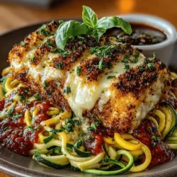 Cheesy Baked Chicken Parmesan with Zucchini Noodles