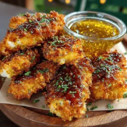 When it comes to family-friendly meals, few dishes can rival the comfort and appeal of crispy chicken tenders. With their golden-brown crust and juicy interior, they are a perennial favorite for both children and adults alike. This recipe for Crispy Crunchy Chicken Tenders with Honey Mustard Bliss takes this beloved dish to new heights, offering a delightful combination of textures and flavors that are sure to please any palate. The tender chicken, enveloped in a perfectly crunchy coating, pairs beautifully with a sweet and tangy honey mustard dip, making it not only a fantastic weeknight dinner option but also an excellent choice for parties, game days, or any gathering where good food is a must.